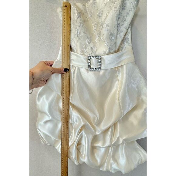 Vintage Gunne Sax Jessica McClintock Y2K 90's Cream Strapless Cocktail Dress 3US - Picture 5 of 8